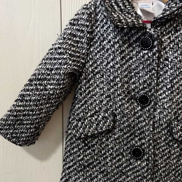 Joe Fresh Black & White Thick Weave Pattern Pea Coat - Picture 4 of 10